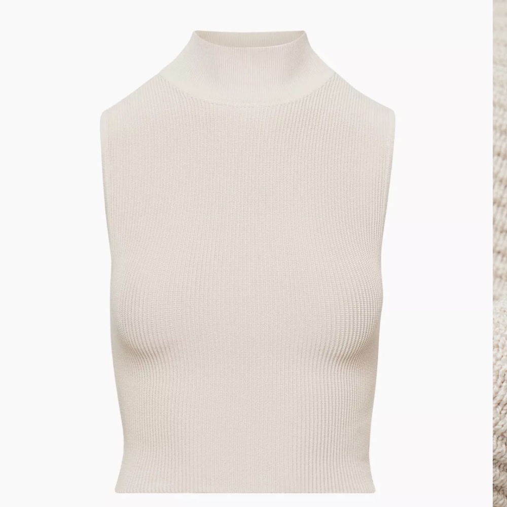 Aritzia Babton Sculpt Knit Mockneck Tank in White. Sold out.